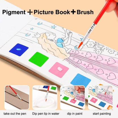 Pocket Watercolor Painting Book for Kids - Travel-Friendly Coloring Kit with Watercolor Paper & Bookmarks - Portable Watercolor Sketchbook (Pack of 1)