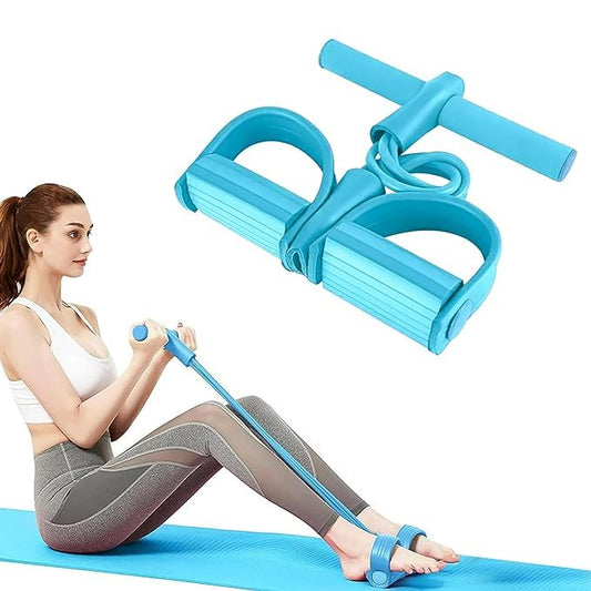 Natural Rubber Pull Reducer Pedal Resistance Bands | 4-Tube Tummy Trimmer for Full Body Workout | Yoga & Fitness Pedal Exerciser for Men & Women (Multicolour)