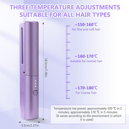 Rechargeable Mini Cordless Hair Straightener Comb | Portable Negative Ion Straightening Brush for Travel | Lightweight Hot Comb for All Hair Types