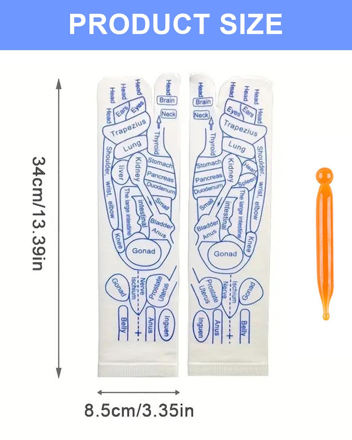 White Acupressure Reflexology Socks Foot Massage Socks and Tool Relieve Tired Feet