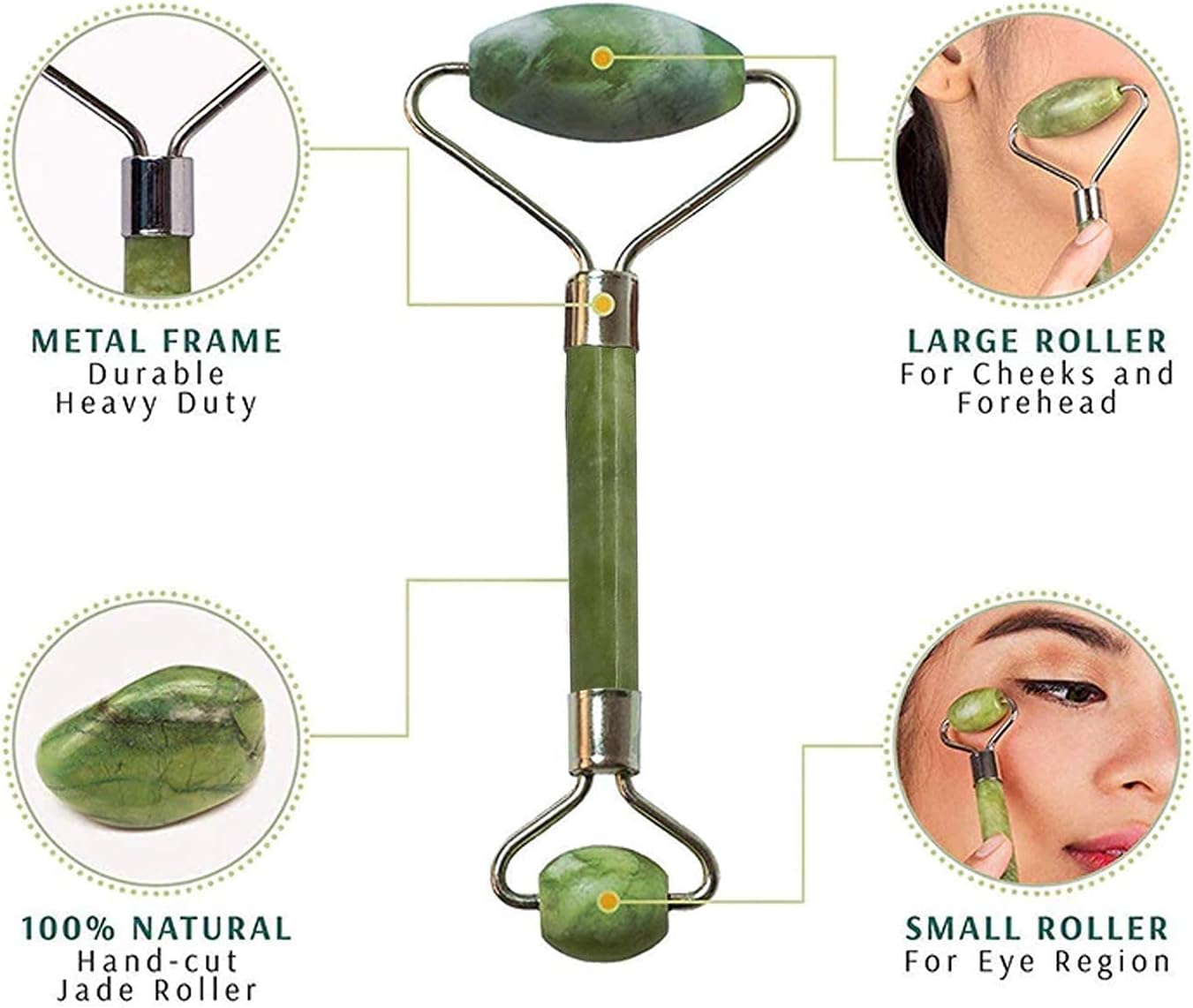 Facial Massager Jade Roller & Gua Sha Tool Natural Himalayan Stone for Face Neck Healing Skin Wrinkles