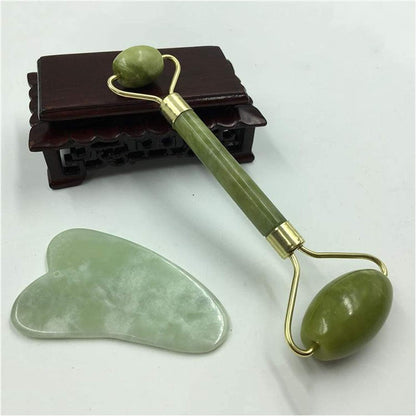 Facial Massager Jade Roller & Gua Sha Tool Natural Himalayan Stone for Face Neck Healing Skin Wrinkles