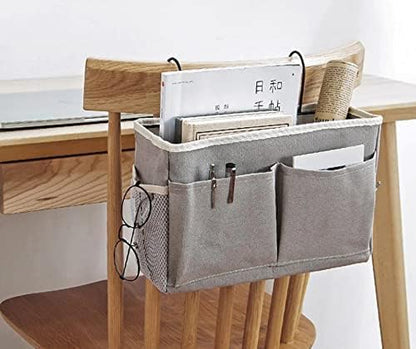 Bedside Caddy Hanging Storage Organizer – Multi-Pocket Sofa Side Holder for Remote, Books, Tablets, Phone & Essentials (Multicolor, Pack of 1)