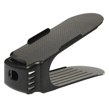 Shoe Slots Holder Rack | Adjustable Double Deck Shoe Organizer for Closet Storage | Space Saving Shoe Rack for Sandals, Heels, Slippers & Flip Flops (Pack of 1 - Black)