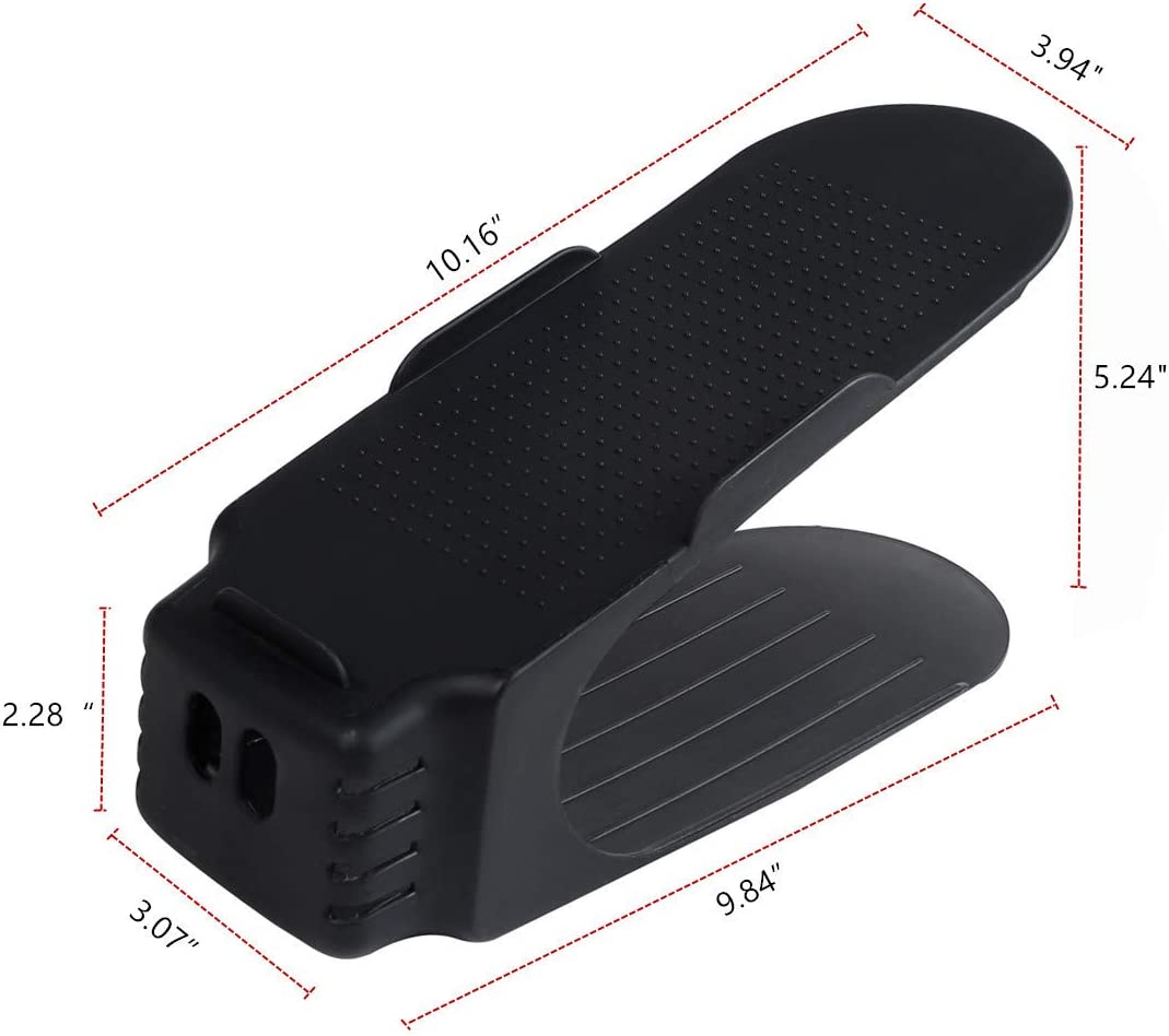 Shoe Slots Holder Rack | Adjustable Double Deck Shoe Organizer for Closet Storage | Space Saving Shoe Rack for Sandals, Heels, Slippers & Flip Flops (Pack of 1 - Black)