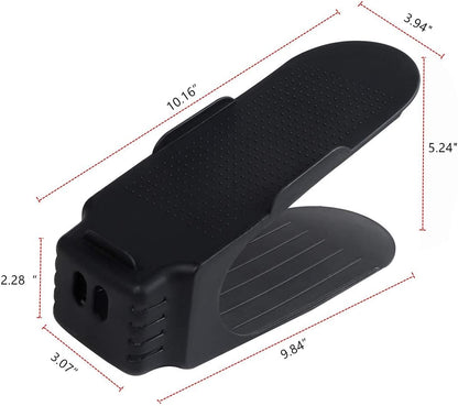 Shoe Slots Holder Rack | Adjustable Double Deck Shoe Organizer for Closet Storage | Space Saving Shoe Rack for Sandals, Heels, Slippers & Flip Flops (Pack of 1 - Black)