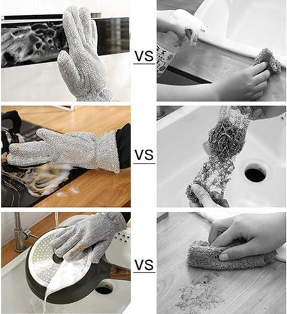 Steel Wire Gloves – Reusable Waterproof Kitchen Cleaning & Dishwashing Gloves, Heat-Resistant Silver Gloves for Home & Car (1 Pair)
