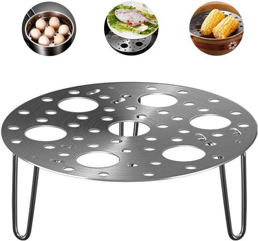Stainless Steel Egg Steamer Rack – 7-Hole Heatproof Trivet Stand for Pressure Cooker, Pot & Steaming Vegetables, Multipurpose Kitchen Accessory (Silver)