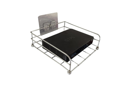 Stainless Steel Set Top Box & WiFi Router Wall Mount Shelf – No Drill, Heavy Duty, Multipurpose Wall Organizer for Home & Office