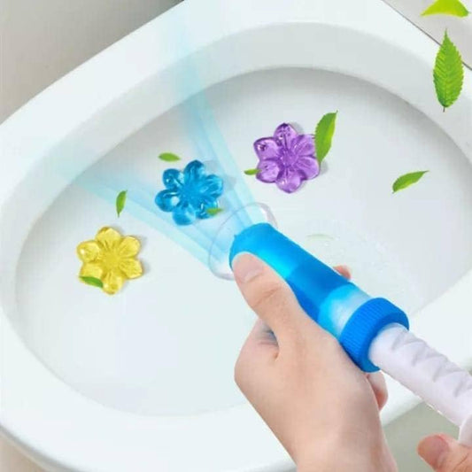 Toilet Gel Bowl Cleaner – Flower Stamp Push & Click Dispenser, Long-Lasting Fragrance Multi Color 1 Pc