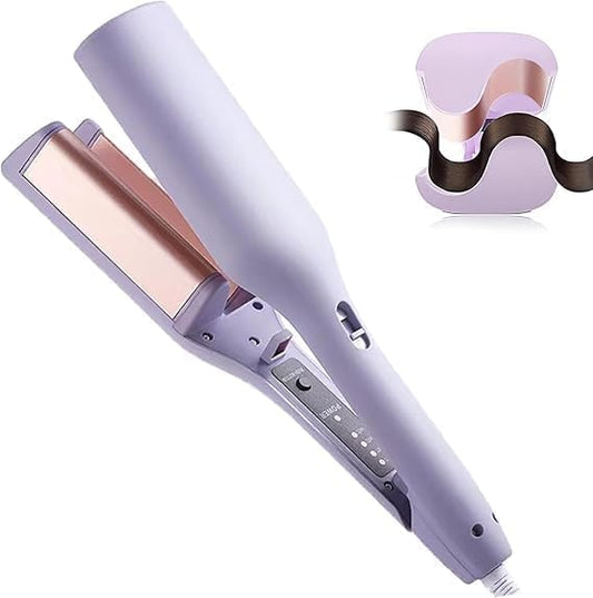 Wave Curling Iron - 4-Temperature Hair Crimper for Wedding & Party Styling | 32mm Ceramic Waver for S-Curls | Heat-Resistant Pink Hair Styler