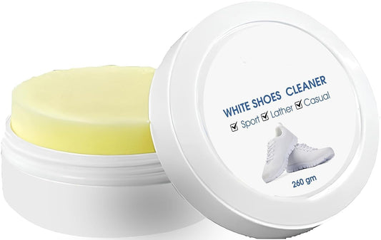 White Shoe Cleaning Cream Kit with Sponge | No-Wash Shoe Whitening & Stain Remover for Leather, Sneakers, Canvas, Car Interiors & More