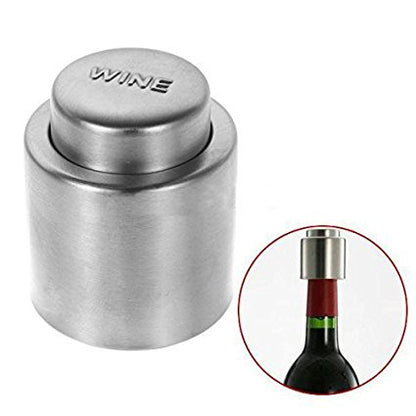 Wine Bottle Stopper | Reusable Vacuum Sealed Stainless Steel Wine & Champagne Preserver | Airtight Beverage Bottle Stopper for Bar & Home Use