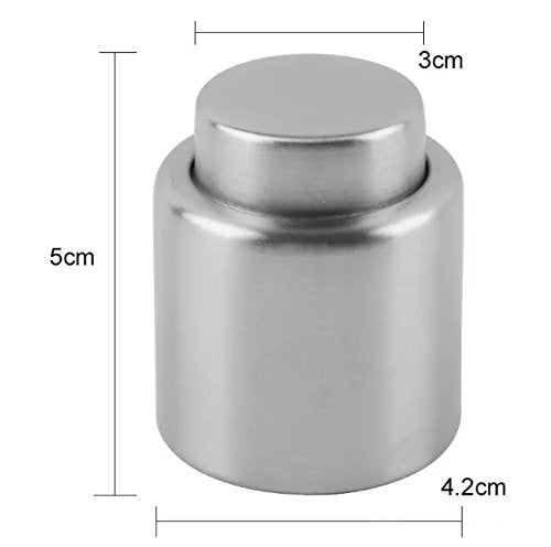 Wine Bottle Stopper | Reusable Vacuum Sealed Stainless Steel Wine & Champagne Preserver | Airtight Beverage Bottle Stopper for Bar & Home Use